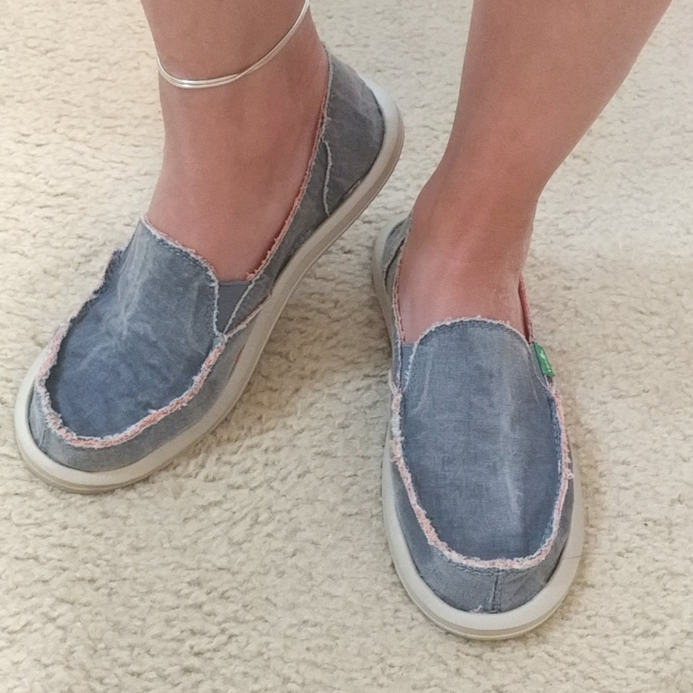 Sanuk Denim and Salmon Color Shoe Sandal